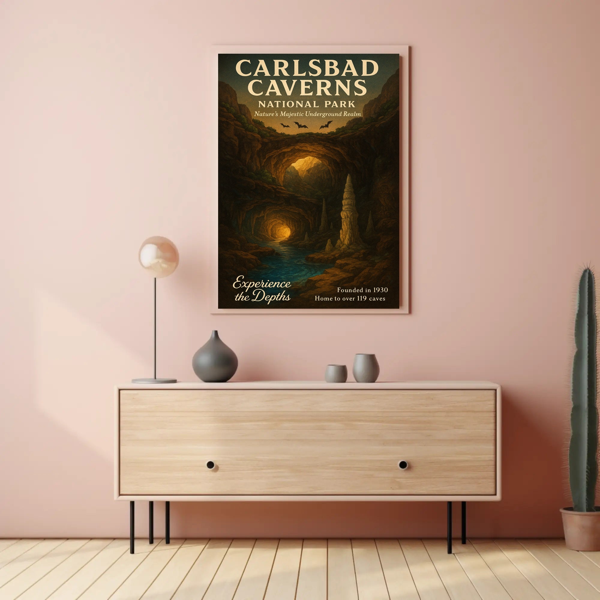 Carlsbad Caverns Vintage Travel Art National Park Poster