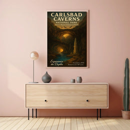 Carlsbad Caverns Vintage Travel Art National Park Poster