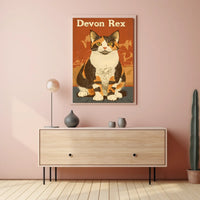 Devon Rex Cat Vintage Portrait Artwork Studio Quality Poster