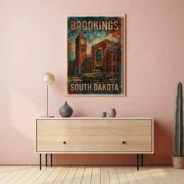 Brookings South Dakota Vintage Charm Cityscape Travel Decor Prairie Vibes Poster