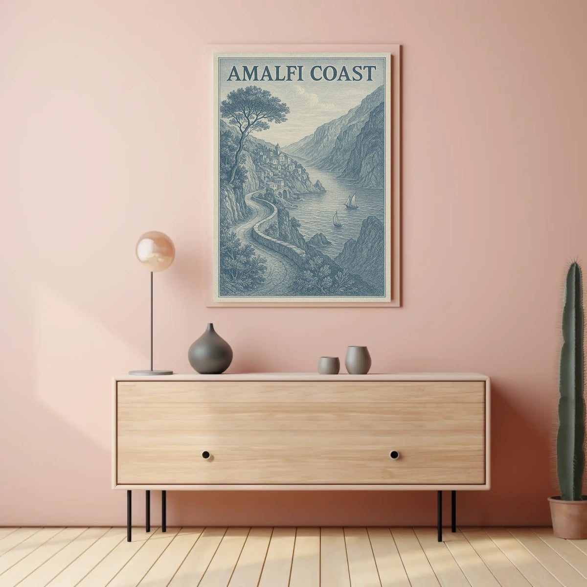 Amalfi Coast Scenic Poster Wall Art for Coastal Decor