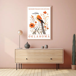 Scissor-tailed Flycatcher Poster with Orange Blossoms