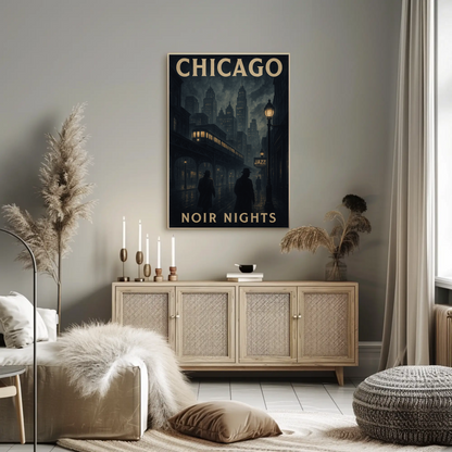 Chicago Noir Nights Jazz Travel Poster