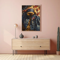 Patriotic Denim Jacket And Baseball Cap Artwork Poster