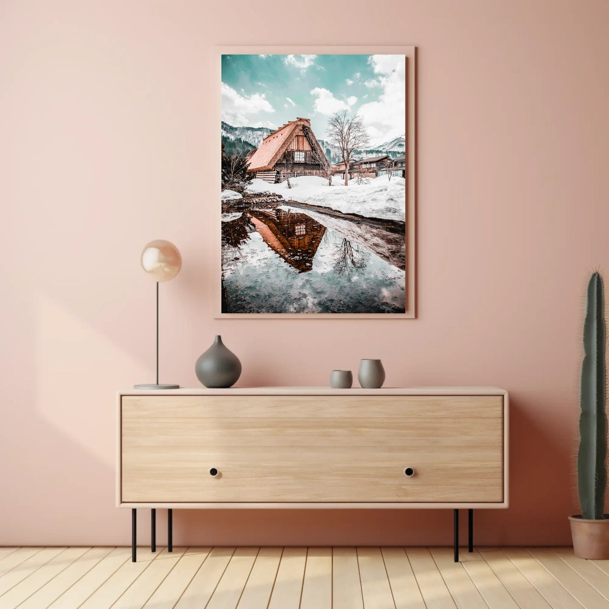 Winter Serenity In A Traditional Village Poster