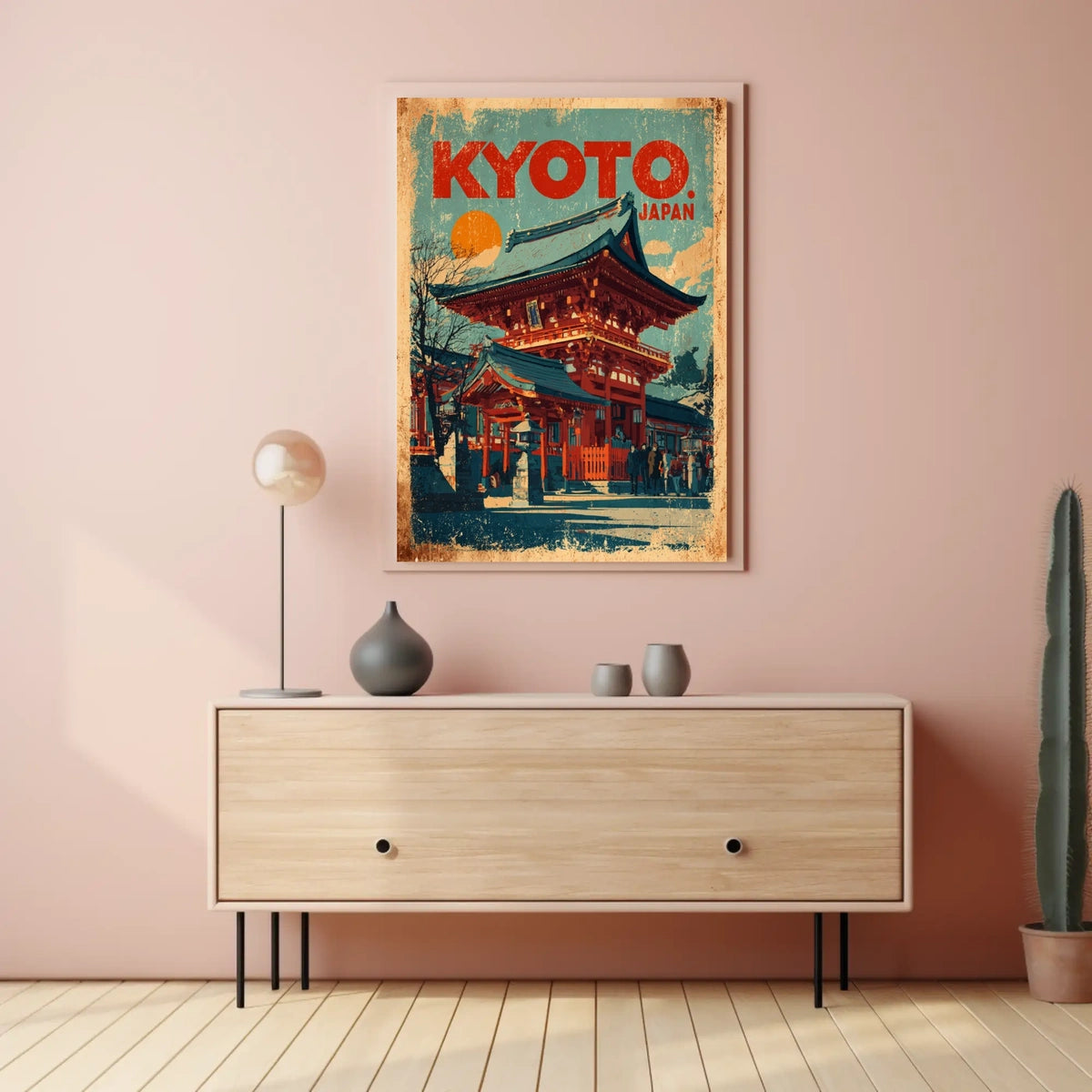 Kyoto, Japan Vintage Travel Poster