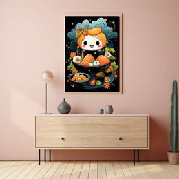 Cute Smiling Sushi Art - Abstract, Artistic, or Pop Culture Poster