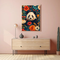 Panda in Bloom: Artistic Harmony Animal Poster