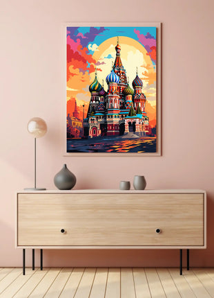 Vibrant Russian Landmark Illustration Cultural or Heritage Poster
