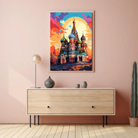 Vibrant Russian Landmark Illustration Cultural or Heritage Poster