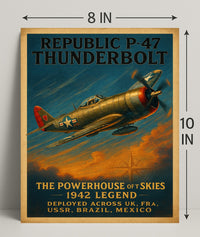 Republic P-47 Thunderbolt WWII Fighter Aircraft Poster