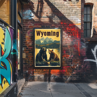 Wyoming Bears Mountain Vintage Poster