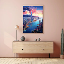 Cityscape At Sunset Poster