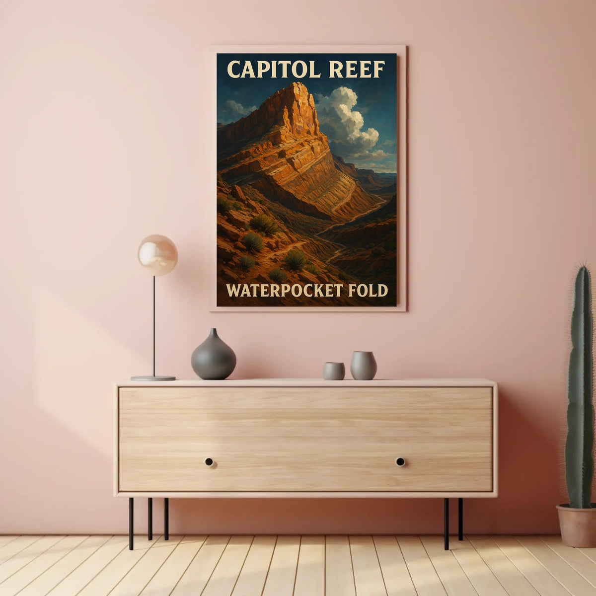 Capitol Reef Waterpocket Fold Scenic National Park Utah Desert Vista Wall Art Print Travel Decor Poster