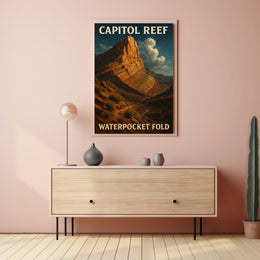Capitol Reef Waterpocket Fold Scenic National Park Utah Desert Vista Wall Art Print Travel Decor Poster