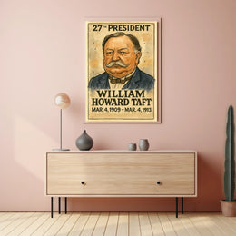 William Howard Taft 27th President of the United States Exaggerated Cartoon Sketch Poster