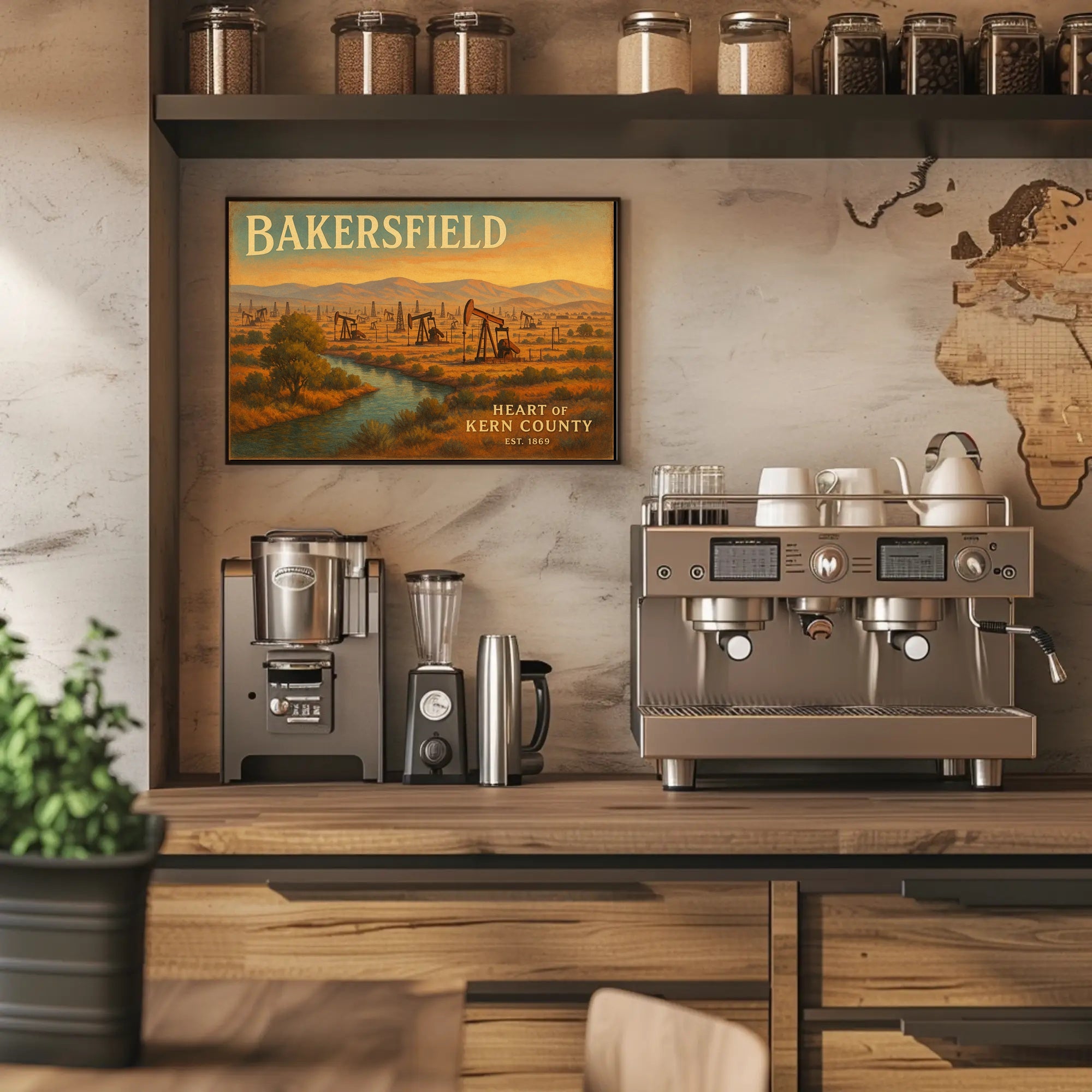 Bakersfield Oil Fields Vintage Poster Art