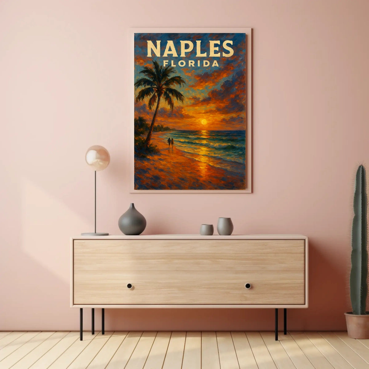 Naples Florida Sunset Poster Wall Art 18x24 Coastal Decor