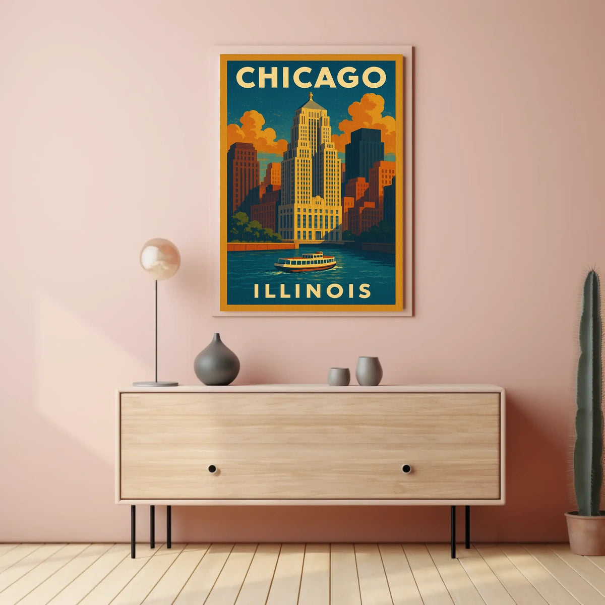 Chicago Skyline Art Deco Poster
