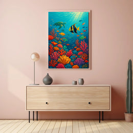 Marine Life Underwater Scene Fish Poster