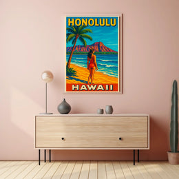 Honolulu Beach Escape Poster