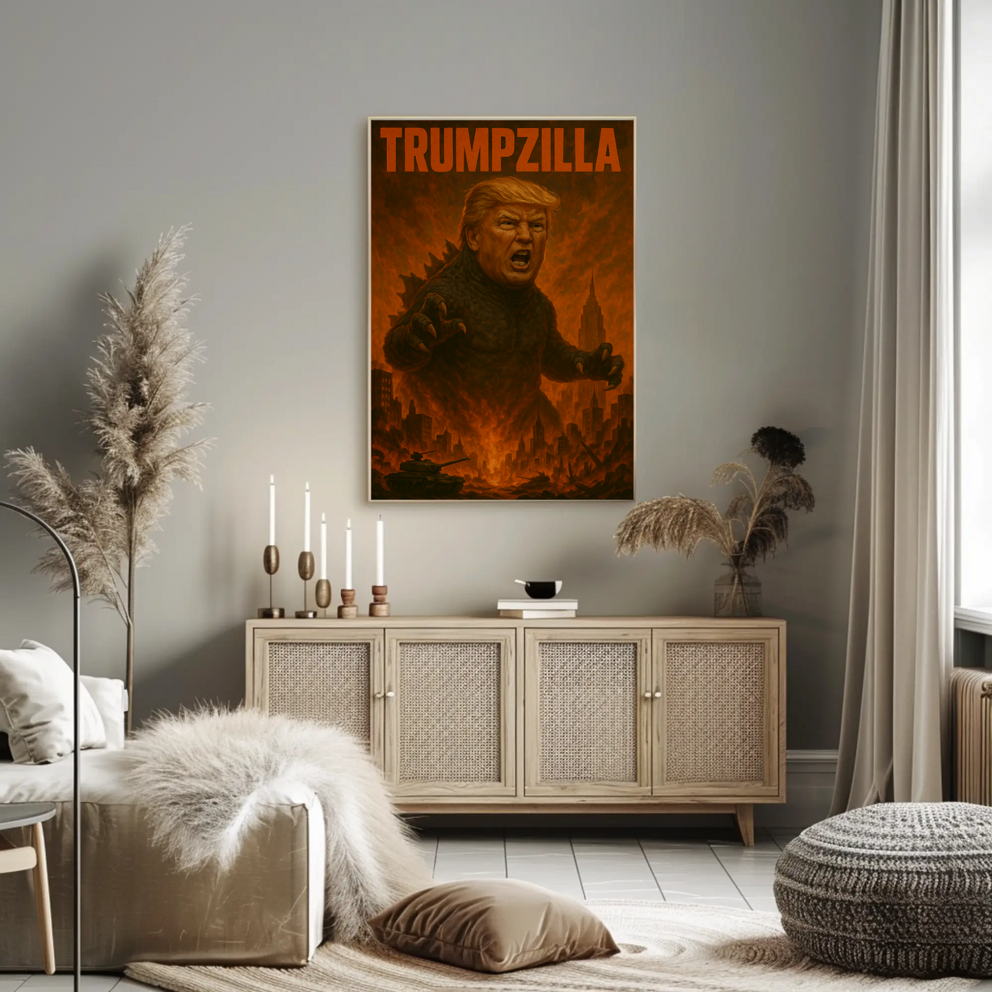 Trumpzilla Parody Vintage Travel Poster Funny Political Art