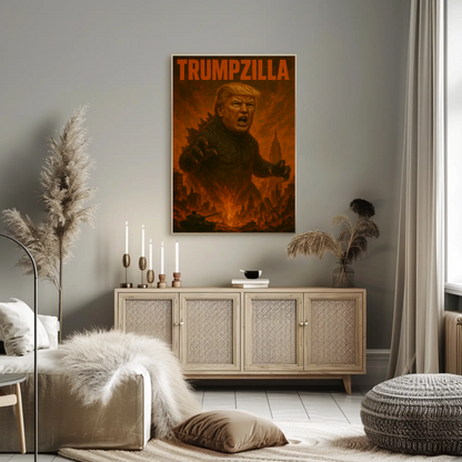 Trumpzilla Parody Vintage Travel Poster Funny Political Art
