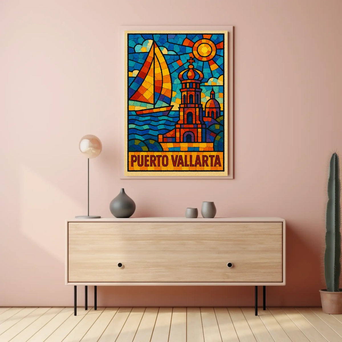 Puerto Vallarta Stained Glass Art Poster
