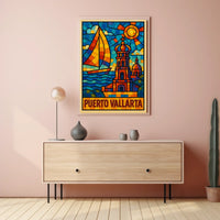 Puerto Vallarta Stained Glass Art Poster