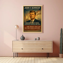 John F. Kennedy Inspirational Patriotic Poster Print