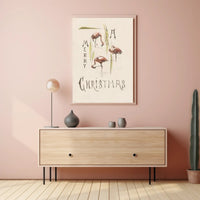 Flamingo Trio Merry Christmas Poster