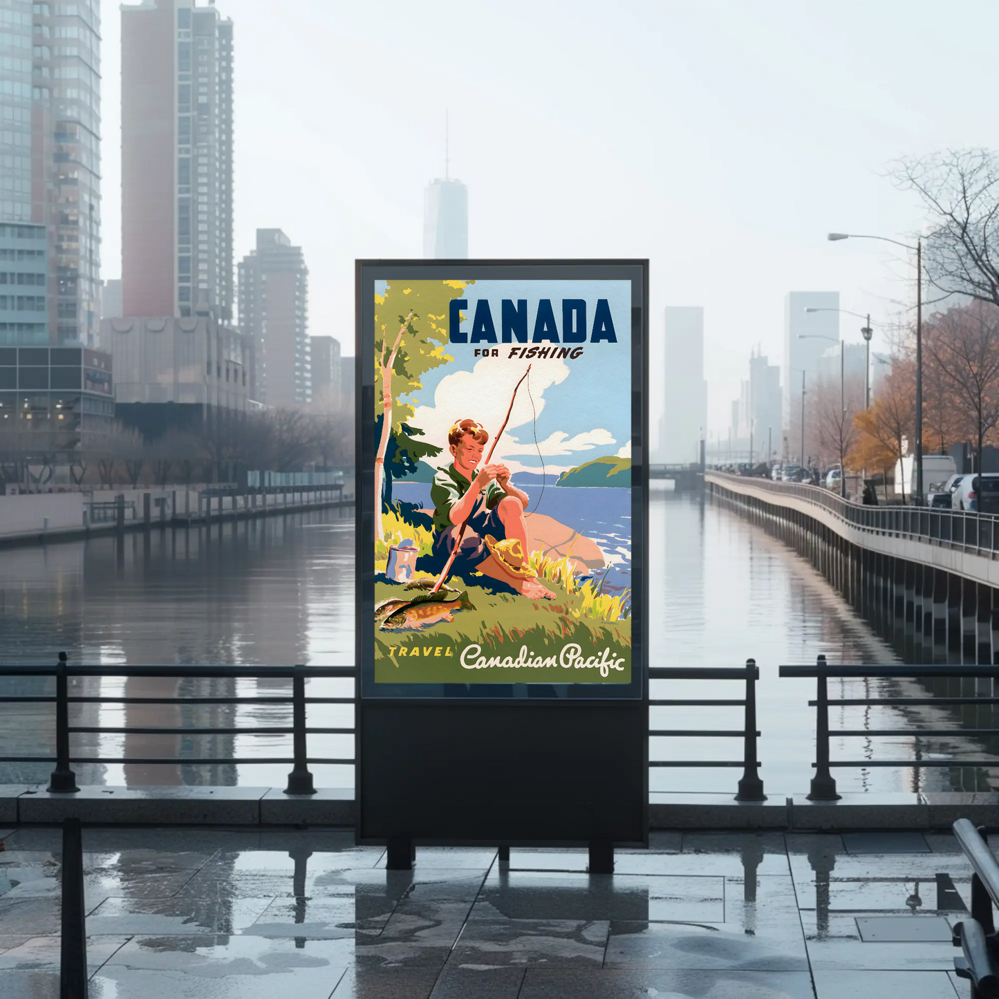 Canada for Fishing Canadian Pacific Travel Poster (1940s)