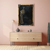 Eerie Skeletal Hand Holding Arrow Abstract, Artistic Poster
