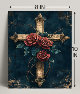 Roses And Thorns Cross Poster