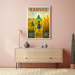 Kansas - Land of Oz and Wheat Poster
