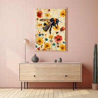 Vibrant Bee Meadow Art Print: Animal Poster