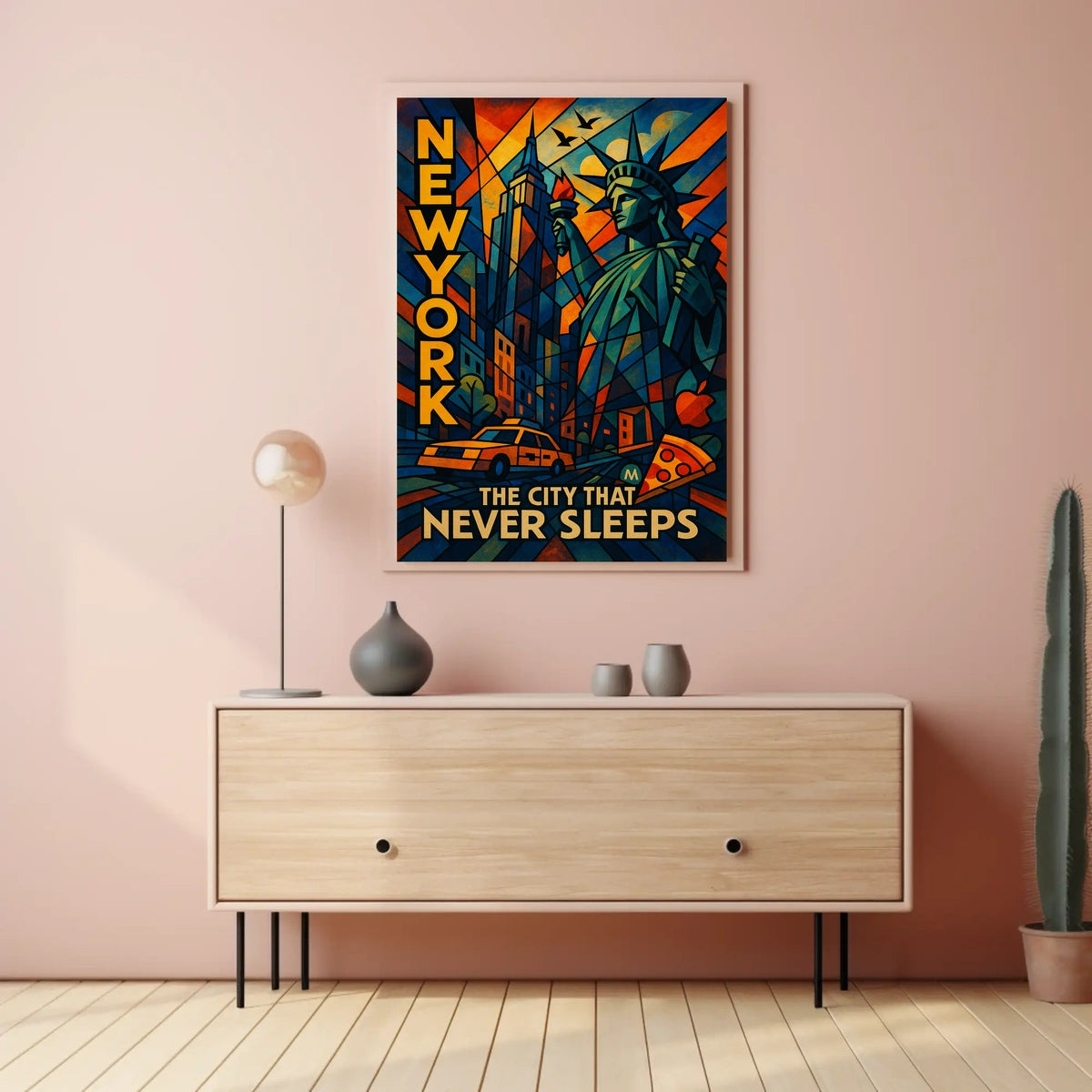 New York City Vibrant Urban Scene Poster Modern Wall Art