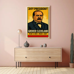 Grover Cleveland 24th President of the United States Inked Comic Style Poster