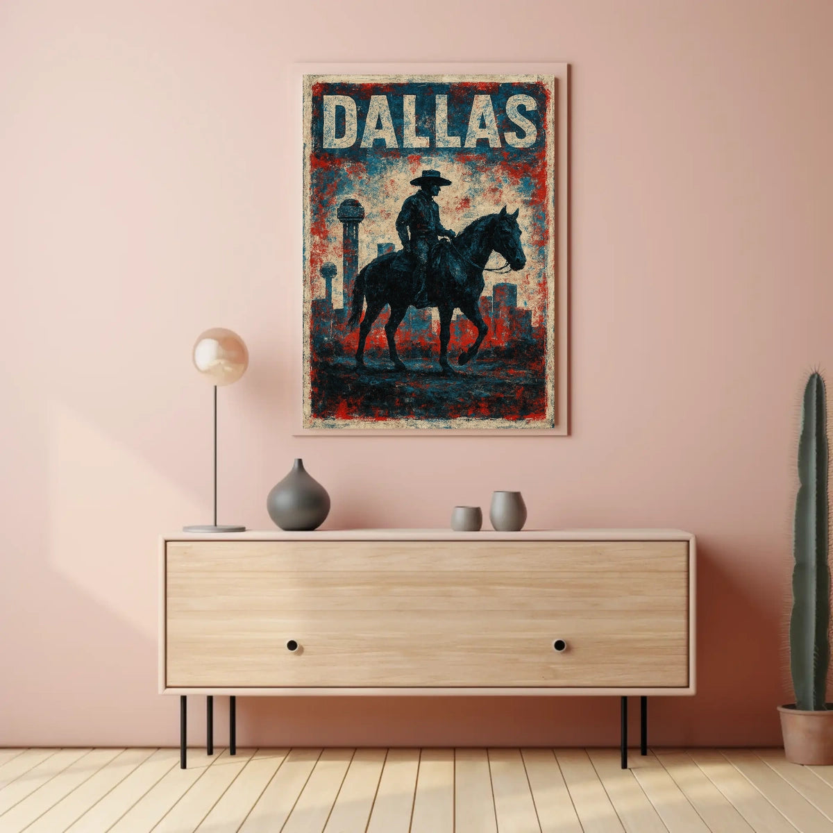Dallas Cowboy Silhouette Rustic Western Heritage Poster