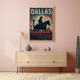 Dallas Cowboy Silhouette Rustic Western Heritage Poster