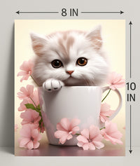 Kitten In A Cup Poster PosterGoat