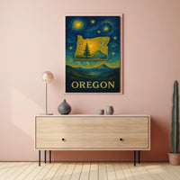 Oregon's Dreamy Landscape in Van Gogh's Style Artistic Poster