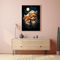 Moonlit Foxes Poster