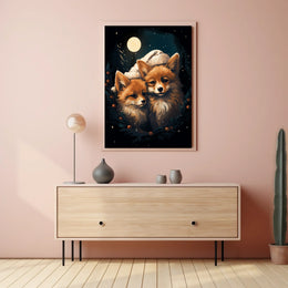 Moonlit Foxes Poster