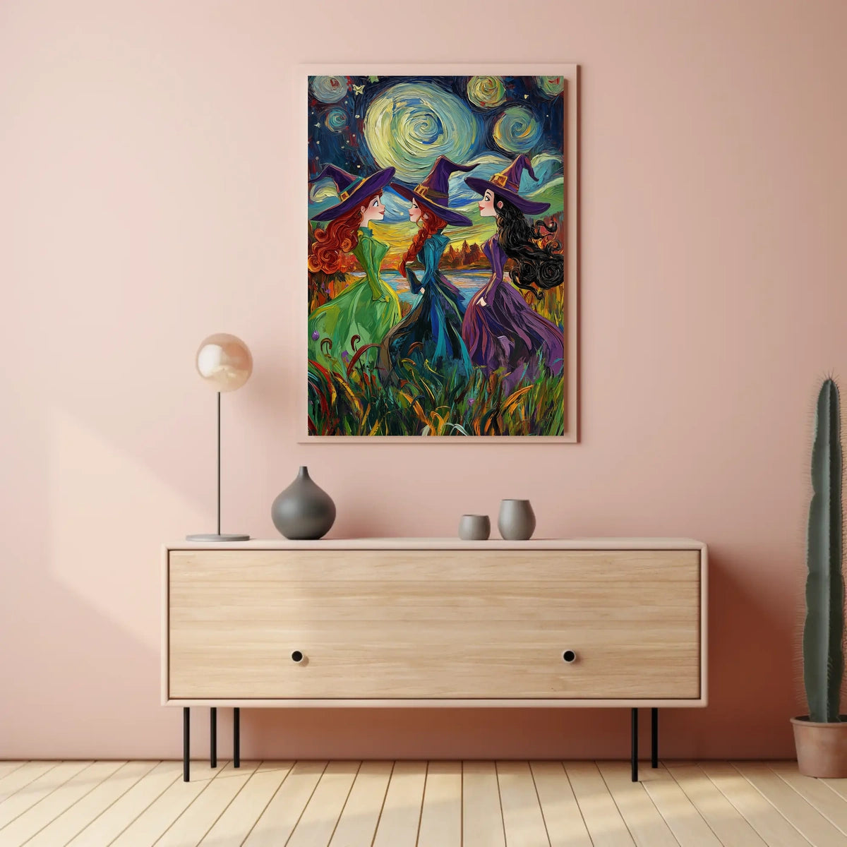 Three Witches Colorful Van Gogh Whimsical Poster