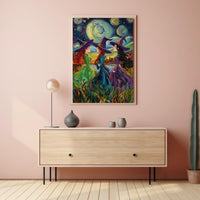 Three Witches Colorful Van Gogh Whimsical Poster