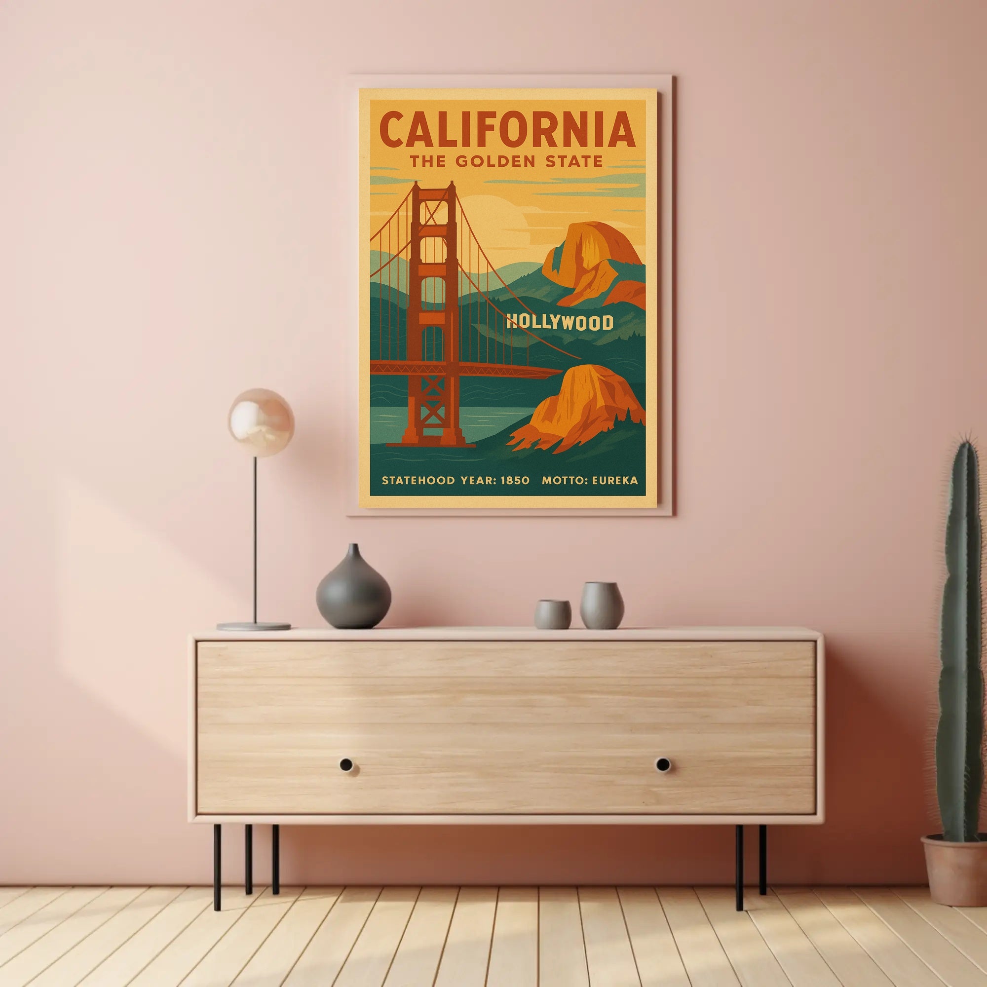California Landmarks Vintage Travel Poster