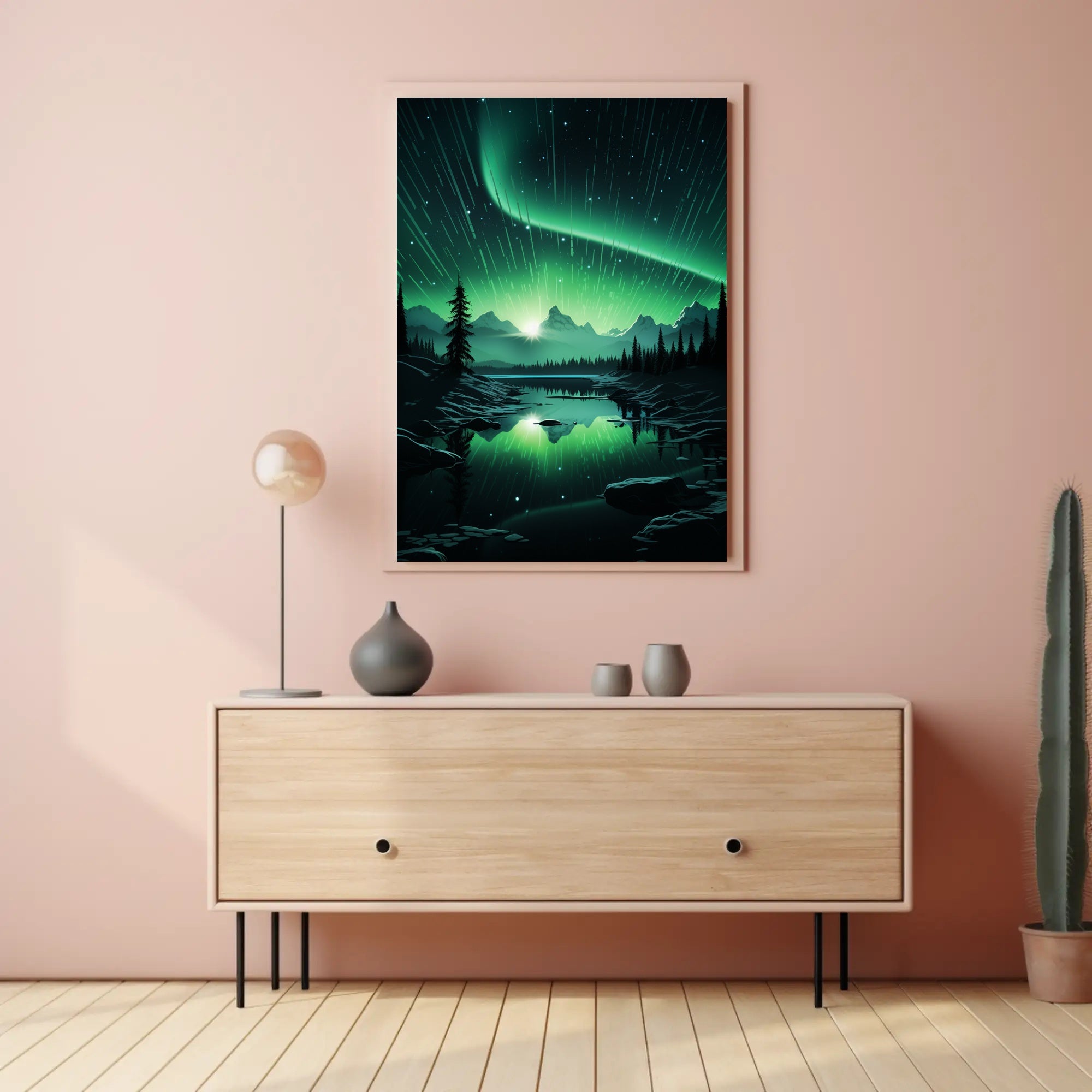 Aurora Over Tranquil Landscape Poster