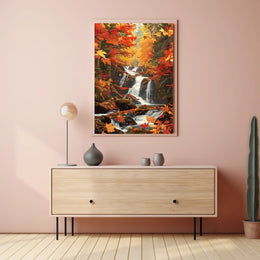 Autumn Waterfall Serenity Poster