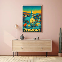 Winter Village in Vermont: Vintage Travel Poster